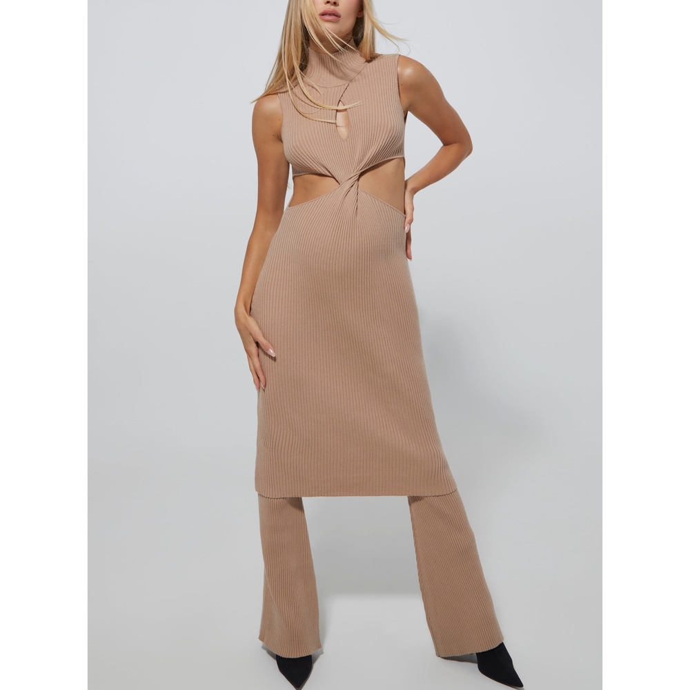 Bumpsuit Cozy Brown Knit Flare Pant Size M - NWT